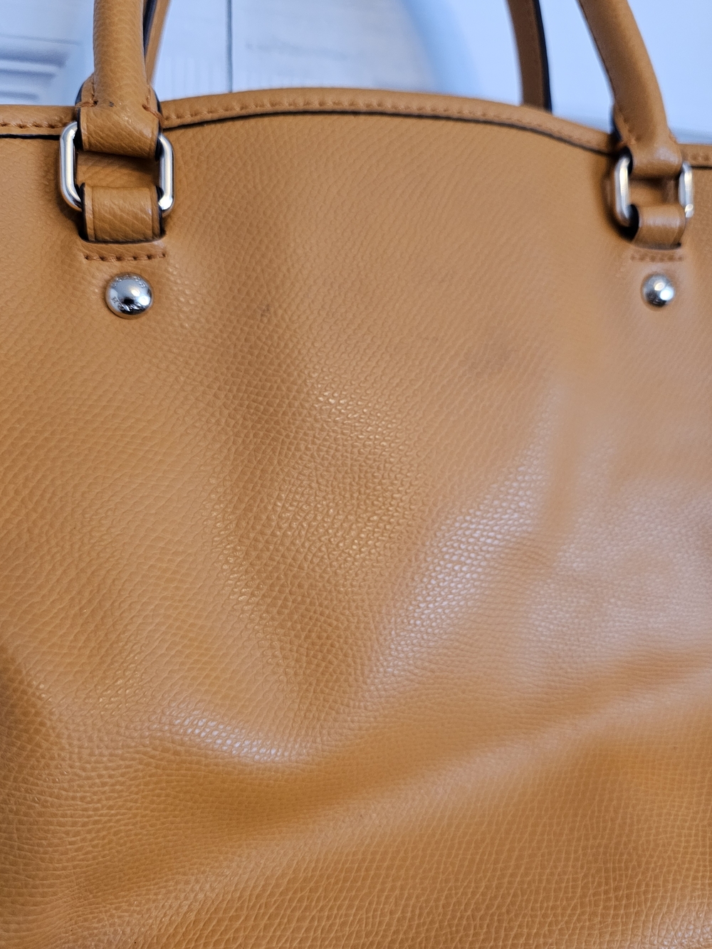 Coach Pebbled Leather Satchel Tote in Tangerine. Crossbody Strap. - Picture 9 of 16